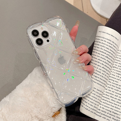 Κομψή 3D Laser Flower Ice Cubes Μαλακή θήκη τηλεφώνου για iPhone 13 12 11 Pro Max X XR XSMax Διαφανές κάλυμμα Love Heart αντικραδασμικό