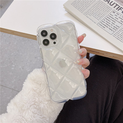 Κομψή 3D Laser Flower Ice Cubes Μαλακή θήκη τηλεφώνου για iPhone 13 12 11 Pro Max X XR XSMax Διαφανές κάλυμμα Love Heart αντικραδασμικό