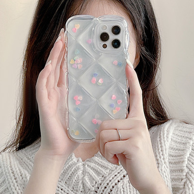 Κομψή 3D Laser Flower Ice Cubes Μαλακή θήκη τηλεφώνου για iPhone 13 12 11 Pro Max X XR XSMax Διαφανές κάλυμμα Love Heart αντικραδασμικό