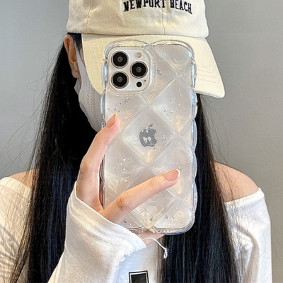Κομψή 3D Laser Flower Ice Cubes Μαλακή θήκη τηλεφώνου για iPhone 13 12 11 Pro Max X XR XSMax Διαφανές κάλυμμα Love Heart αντικραδασμικό