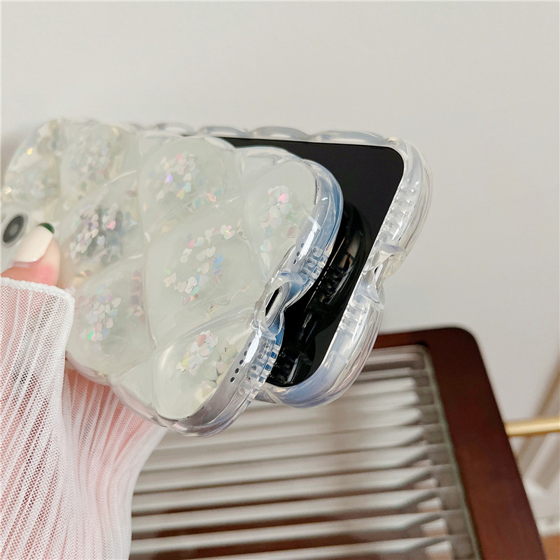 Stiilne 3D-laserlillega jääkuubikutega pehme telefoniümbris iPhone 13 12 11 Pro Max X XR XSMax läbipaistev Love Heart põrutuskindel kate