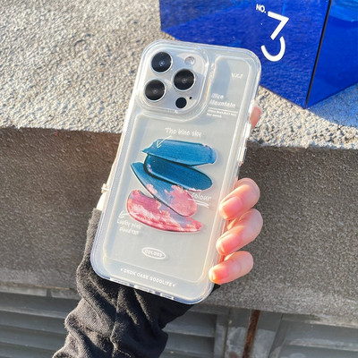 Θήκη τηλεφώνου INS Oil Painting Clouds Blue Sky για iPhone 13 12 11 Pro Max X XR XS Max 14 Plus Graffiti Clear Softproof κάλυμμα