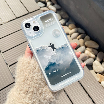 Θήκη τηλεφώνου INS Oil Painting Clouds Blue Sky για iPhone 13 12 11 Pro Max X XR XS Max 14 Plus Graffiti Clear Softproof κάλυμμα