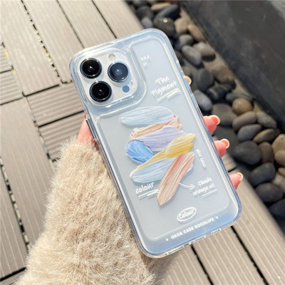 Θήκη τηλεφώνου INS Oil Painting Clouds Blue Sky για iPhone 13 12 11 Pro Max X XR XS Max 14 Plus Graffiti Clear Softproof κάλυμμα