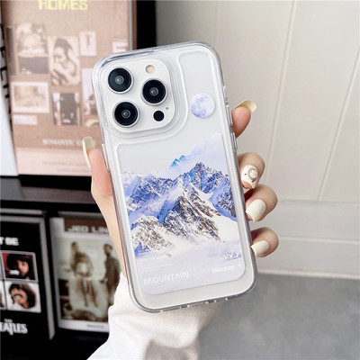 Θήκη τηλεφώνου INS Oil Painting Clouds Blue Sky για iPhone 13 12 11 Pro Max X XR XS Max 14 Plus Graffiti Clear Softproof κάλυμμα