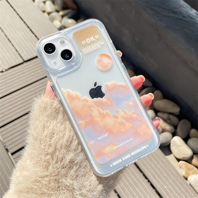 Θήκη τηλεφώνου INS Oil Painting Clouds Blue Sky για iPhone 13 12 11 Pro Max X XR XS Max 14 Plus Graffiti Clear Softproof κάλυμμα