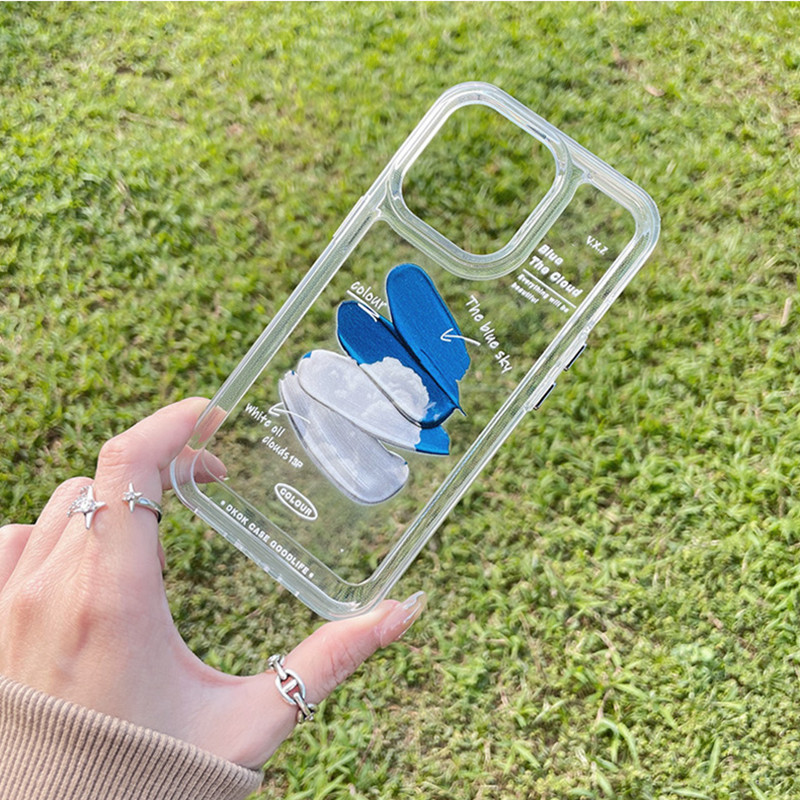 Θήκη τηλεφώνου INS Oil Painting Clouds Blue Sky για iPhone 13 12 11 Pro Max X XR XS Max 14 Plus Graffiti Clear Softproof κάλυμμα