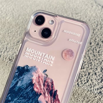 Θήκη τηλεφώνου INS Retro Snow Mountain Moonrise για iPhone 13 12 11Pro Max XS Max XR 7 8 Plus Διαφανές κάλυμμα Landscape Painting