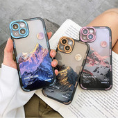 Retro Sunset Snow Mountaini telefoniümbris Apple iPhone 13 Pro Max 12 11 Pro XS Max X XR 14 Plus objektiivi kaitse löögikindel kate