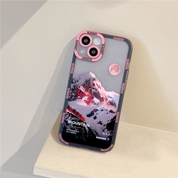 Ρετρό θήκη τηλεφώνου Sunset Snow Mountain για Apple iPhone 13 Pro Max 12 11 Pro XS Max X XR 14 Plus Προστασία φακού Αντικραδασμικό κάλυμμα