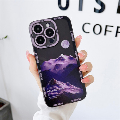 Retro Sunset Snow Mountaini telefoniümbris Apple iPhone 13 Pro Max 12 11 Pro XS Max X XR 14 Plus objektiivi kaitse löögikindel kate
