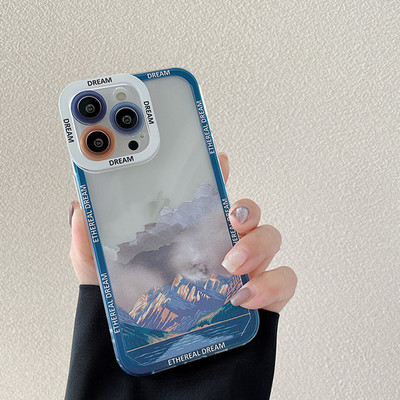 Retro Sunset Snow Mountaini telefoniümbris Apple iPhone 13 Pro Max 12 11 Pro XS Max X XR 14 Plus objektiivi kaitse löögikindel kate