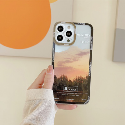 Retro Sunset Snow Mountaini telefoniümbris Apple iPhone 13 Pro Max 12 11 Pro XS Max X XR 14 Plus objektiivi kaitse löögikindel kate