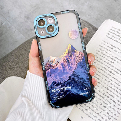 Retro Sunset Snow Mountaini telefoniümbris Apple iPhone 13 Pro Max 12 11 Pro XS Max X XR 14 Plus objektiivi kaitse löögikindel kate