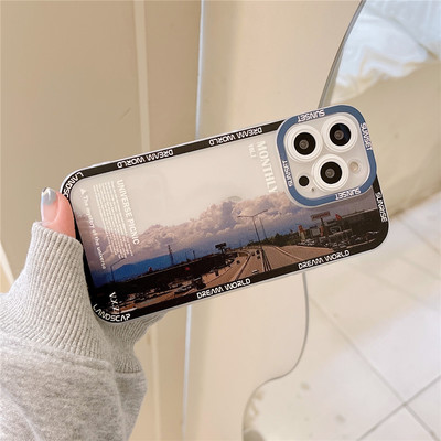 Retro Sunset Snow Mountaini telefoniümbris Apple iPhone 13 Pro Max 12 11 Pro XS Max X XR 14 Plus objektiivi kaitse löögikindel kate