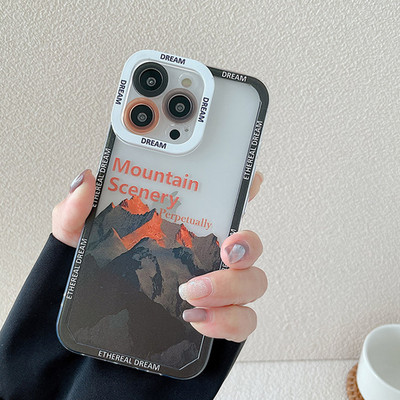 Retro Sunset Snow Mountaini telefoniümbris Apple iPhone 13 Pro Max 12 11 Pro XS Max X XR 14 Plus objektiivi kaitse löögikindel kate
