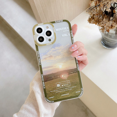 Retro Sunset Snow Mountaini telefoniümbris Apple iPhone 13 Pro Max 12 11 Pro XS Max X XR 14 Plus objektiivi kaitse löögikindel kate
