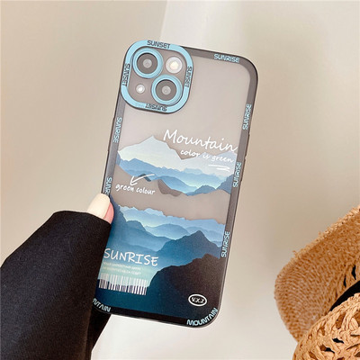 Retro Sunset Snow Mountaini telefoniümbris Apple iPhone 13 Pro Max 12 11 Pro XS Max X XR 14 Plus objektiivi kaitse löögikindel kate