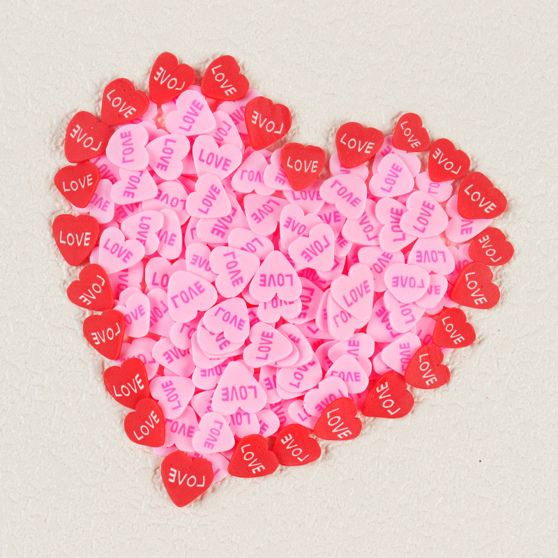 1 zacskó Love Heart puha polimer agyag szelet gyanta Valentin-napi dekorációk barkácsolás epoxigyanta kitöltő alkatrészek köröm kellékek kiegészítők