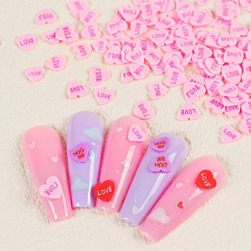 1 zacskó Love Heart puha polimer agyag szelet gyanta Valentin-napi dekorációk barkácsolás epoxigyanta kitöltő alkatrészek köröm kellékek kiegészítők