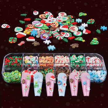 12 решетки Коледни декорации за ноктопластика Снежинка Бонбони Дядо Коледа Парче от полимерна глина Направи си сам Консумативи за нокти Аксесоари и инструменти