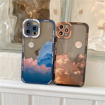 Θήκη τηλεφώνου Retro Moon night Late cloud για iPhone 14 13 Pro 11 12Pro Max XR XS Max 7Plus X Μαλακό κάλυμμα προστασίας φακού