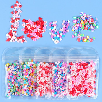 Mixed Love Heart Soft Polymer Clay Slice Nail Decorations Valentines Manicure Design Nail Supplies for Professionals Αξεσουάρ
