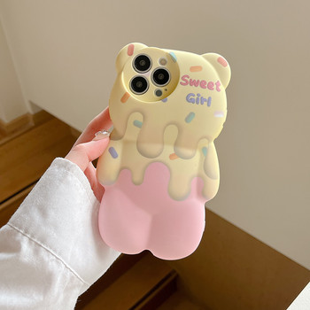 Τρισδιάστατη χαριτωμένη θήκη τηλεφώνου με λιώσιμο παγωτό για iPhone 14 13 Pro Max 13 12 11 Pro X XR XS Max Προστατευτικό κάλυμμα σιλικόνης