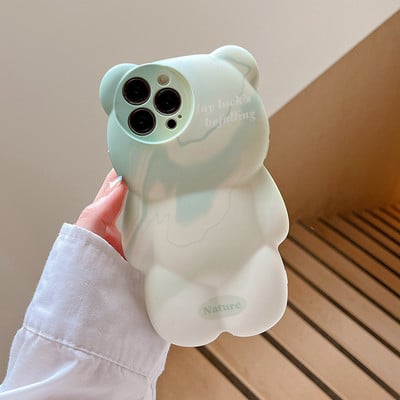 3D armas jäätist sulav karu telefoniümbris iPhone 14 13 Pro Max 13 12 11 Pro X XR XS Max silikoonist kaitsev põrutuskindel kate