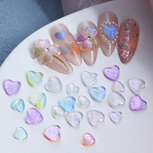 50db 3D szerelmes szív körömbűvek dekorációk vegyes méretű aranyos sellő szív strasszok DIY Valentin Kawaii köröm kiegészítők