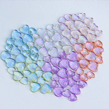 50Pcs 3D Love Heart Nail Charms Декорации Смесен размер Сладки кристали със сърце на русалка Направи си сам Валентин Kawaii Аксесоари за нокти