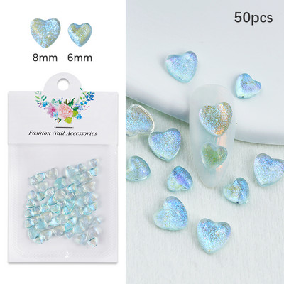 50db 3D szerelmes szív körömbűvek dekorációk vegyes méretű aranyos sellő szív strasszok DIY Valentin Kawaii köröm kiegészítők