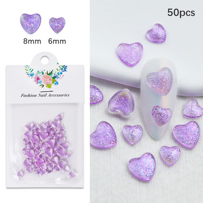 50db 3D szerelmes szív körömbűvek dekorációk vegyes méretű aranyos sellő szív strasszok DIY Valentin Kawaii köröm kiegészítők