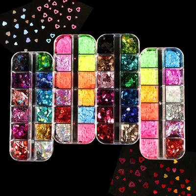 4 σετ Red Love Nail Art Glitter Sequins Mixed Heart Shape Flake Nail Decoration για την Ημέρα του Αγίου Βαλεντίνου Αξεσουάρ σχεδίασης μανικιούρ DIY