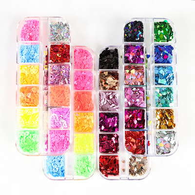 4 szett Red Love Nail Art csillámos flitterek vegyes szív alakú pehely körömdísz Valentin-napi barkácsolás manikűr design kiegészítők