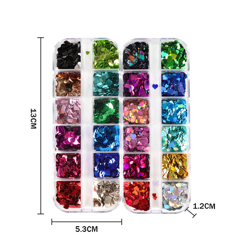 4 szett Red Love Nail Art csillámos flitterek vegyes szív alakú pehely körömdísz Valentin-napi barkácsolás manikűr design kiegészítők