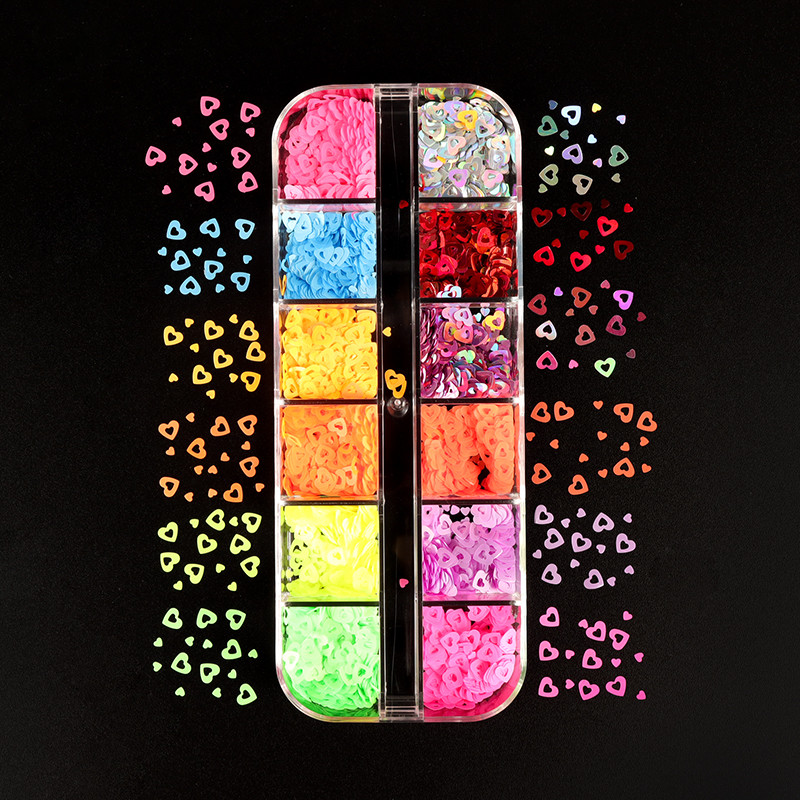 4 szett Red Love Nail Art csillámos flitterek vegyes szív alakú pehely körömdísz Valentin-napi barkácsolás manikűr design kiegészítők