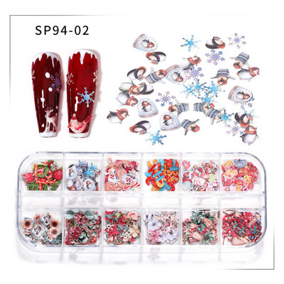12 Girds Halloween Nail Art Dekoráció Karácsonyi Faforgács Ünnepi köröm kellékek szakembereknek Kiegészítők és eszközök