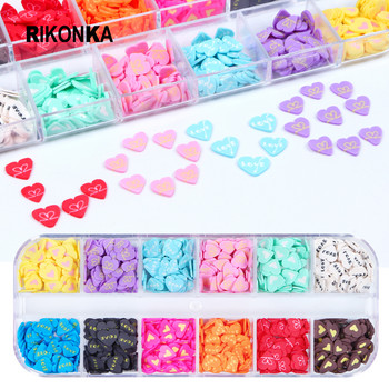 1 Set Love Heart Flake Nail Art Sequins Tool Σετ Πηλός Αγίου Βαλεντίνου σε φέτες για DIY Αξεσουάρ μανικιούρ Νύχια Διακοσμητικά Προμήθειες