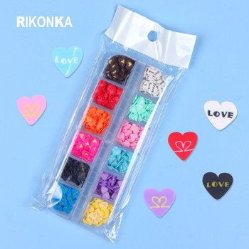 1 Set Love Heart Flake Nail Art Sequins Tool Σετ Πηλός Αγίου Βαλεντίνου σε φέτες για DIY Αξεσουάρ μανικιούρ Νύχια Διακοσμητικά Προμήθειες