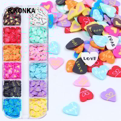 1Rinkinys Love Heart Flake Nail Art blizgučiai Įrankių rinkinys Valentino molis, pjaustytas „pasidaryk pats“ manikiūrui Priedai Nagų dekoravimo reikmenys