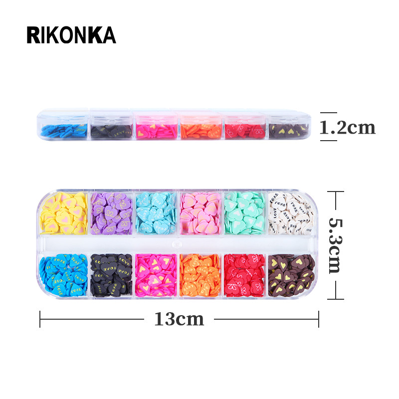 1Szett Love Heart Flake Nail Art flitterek Szerszámkészlet Valentin-napi agyag szeletelt barkácsoláshoz manikűr Kiegészítők Köröm Dekoráció Kellékek