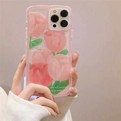 INS White Butterfly Flower Clear Case Phone For iPhone 13 11 12 Pro Max X XR XS Max 14 Plus Wavy Edge Cute Cartoon Cover Silicon