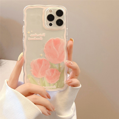 INS White Butterfly Flower Clear Case Phone For iPhone 13 11 12 Pro Max X XR XS Max 14 Plus Wavy Edge Cute Cartoon Cover Silicon