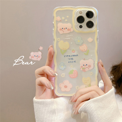 INS White Butterfly Flower Clear Case Phone For iPhone 13 11 12 Pro Max X XR XS Max 14 Plus Wavy Edge Cute Cartoon Cover Silicon