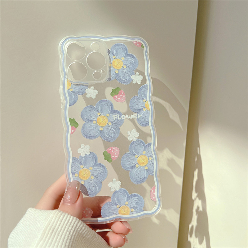 INS White Butterfly Flower Clear Case Phone For iPhone 13 11 12 Pro Max X XR XS Max 14 Plus Wavy Edge Cute Cartoon Cover Silicon