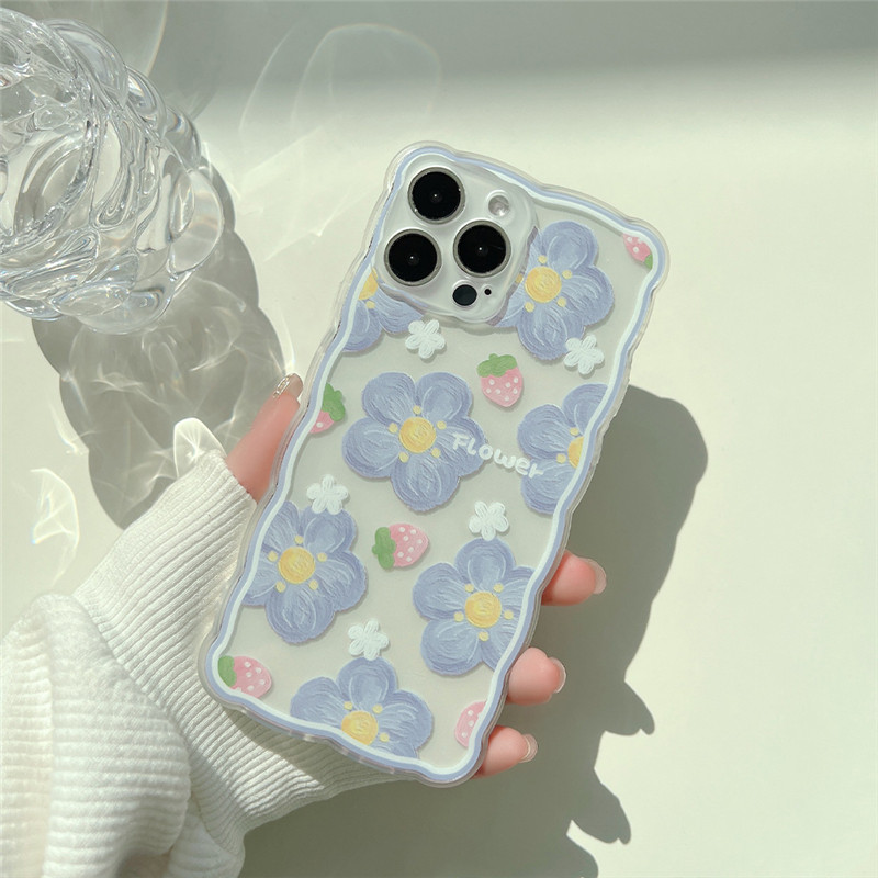 INS White Butterfly Flower Clear Case Phone For iPhone 13 11 12 Pro Max X XR XS Max 14 Plus Wavy Edge Cute Cartoon Cover Silicon