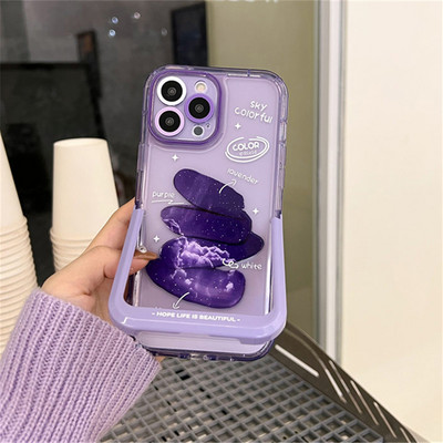 INS Ελαιογραφία Λουλούδια Αόρατη θήκη τηλεφώνου για iPhone 14 13 11 12 Pro Max 14 Plus Purple Love Heart Αντικραδασμικό κάλυμμα