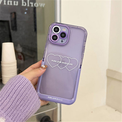 INS Ελαιογραφία Λουλούδια Αόρατη θήκη τηλεφώνου για iPhone 14 13 11 12 Pro Max 14 Plus Purple Love Heart Αντικραδασμικό κάλυμμα