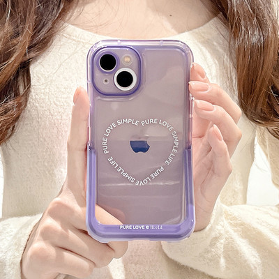 INS Ελαιογραφία Λουλούδια Αόρατη θήκη τηλεφώνου για iPhone 14 13 11 12 Pro Max 14 Plus Purple Love Heart Αντικραδασμικό κάλυμμα